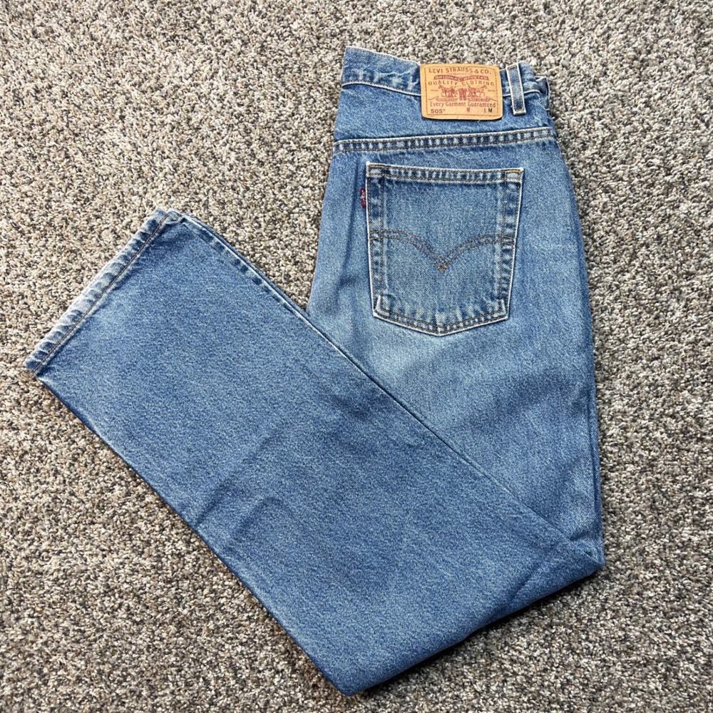 Vintage Levi's‎ 505 Women's 31x32 Jeans Lower Rise Straight Leg Blue Denim 00s